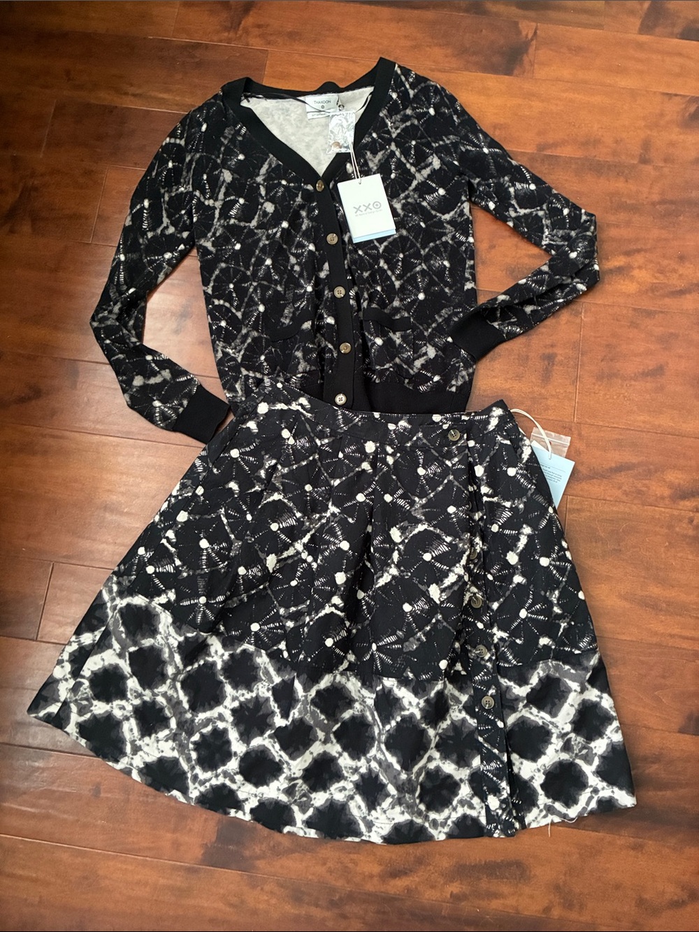 Women’s a-line skirt and cardigan set
